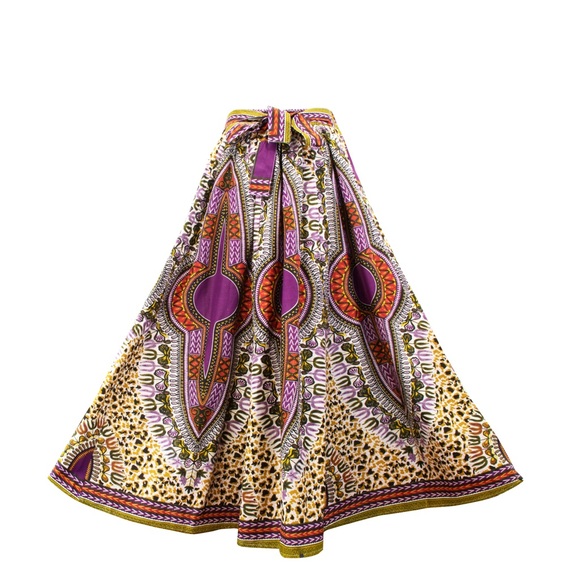 Long Maxi Dashiki Skirt Cotton One Size Boho & Hippie Skirt African Print Skirt - Picture 3 of 9